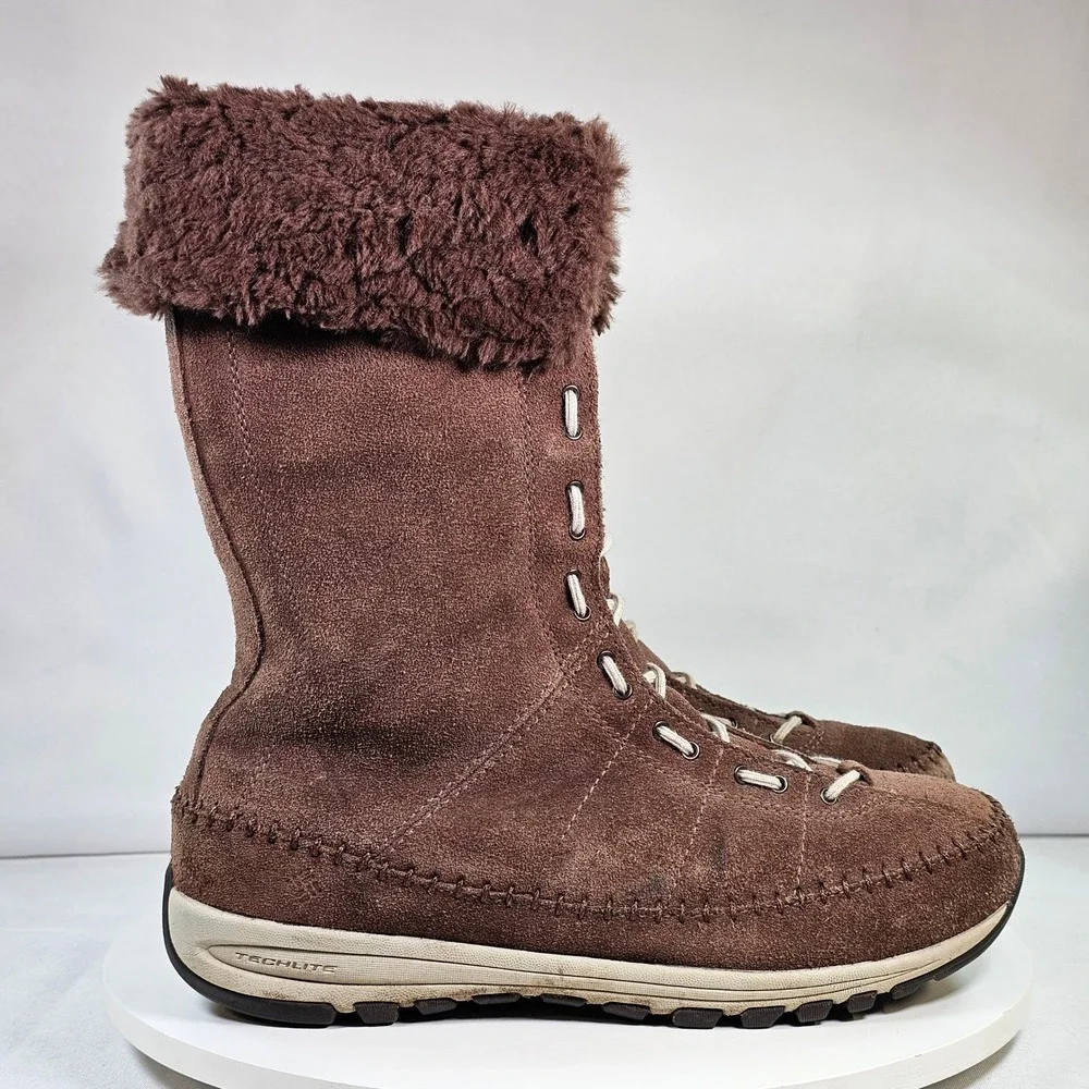 Columbia Techlite Brown Suede Faux Fur Lace Up Winter Boots‎ Womens 7.5